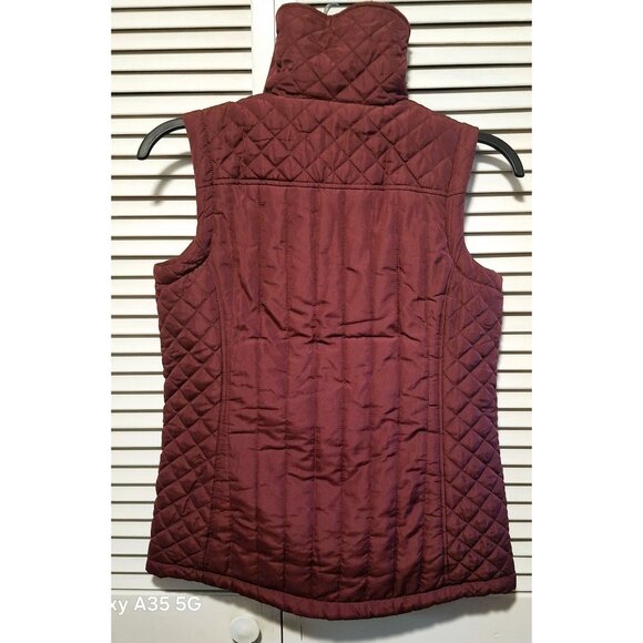Denim & Co. Quilted Burgundy Puffer Vest With Faux Sherpa Lining XXS Cozycore - Picture 4 of 7